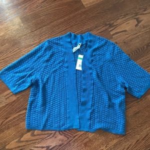Leo & Nicole Blue Crochet Knit Open Cardigan Sz L
